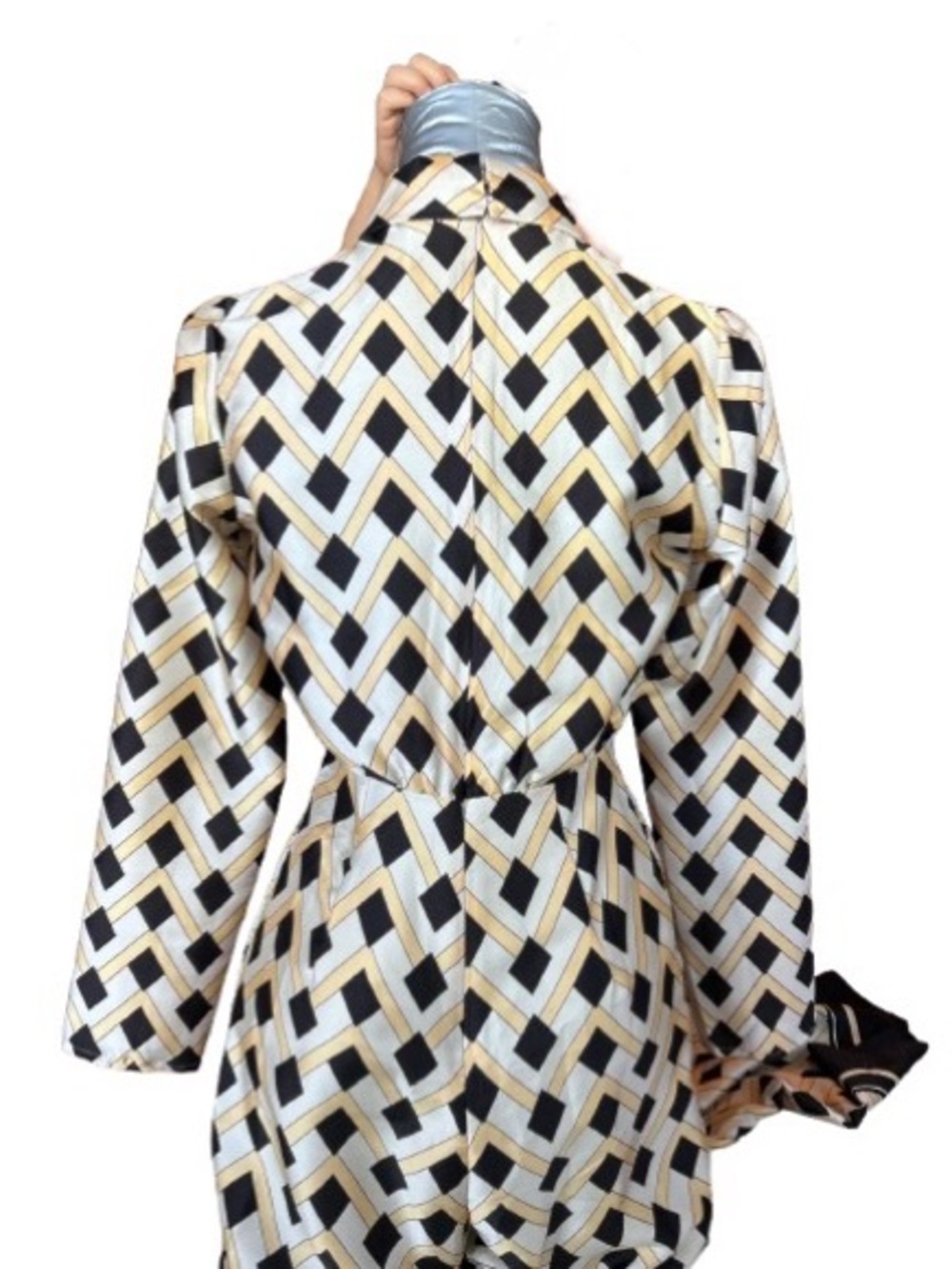 Mango Geometric Satin Jumpsuit in Cream & Black - Picture 6 of 6